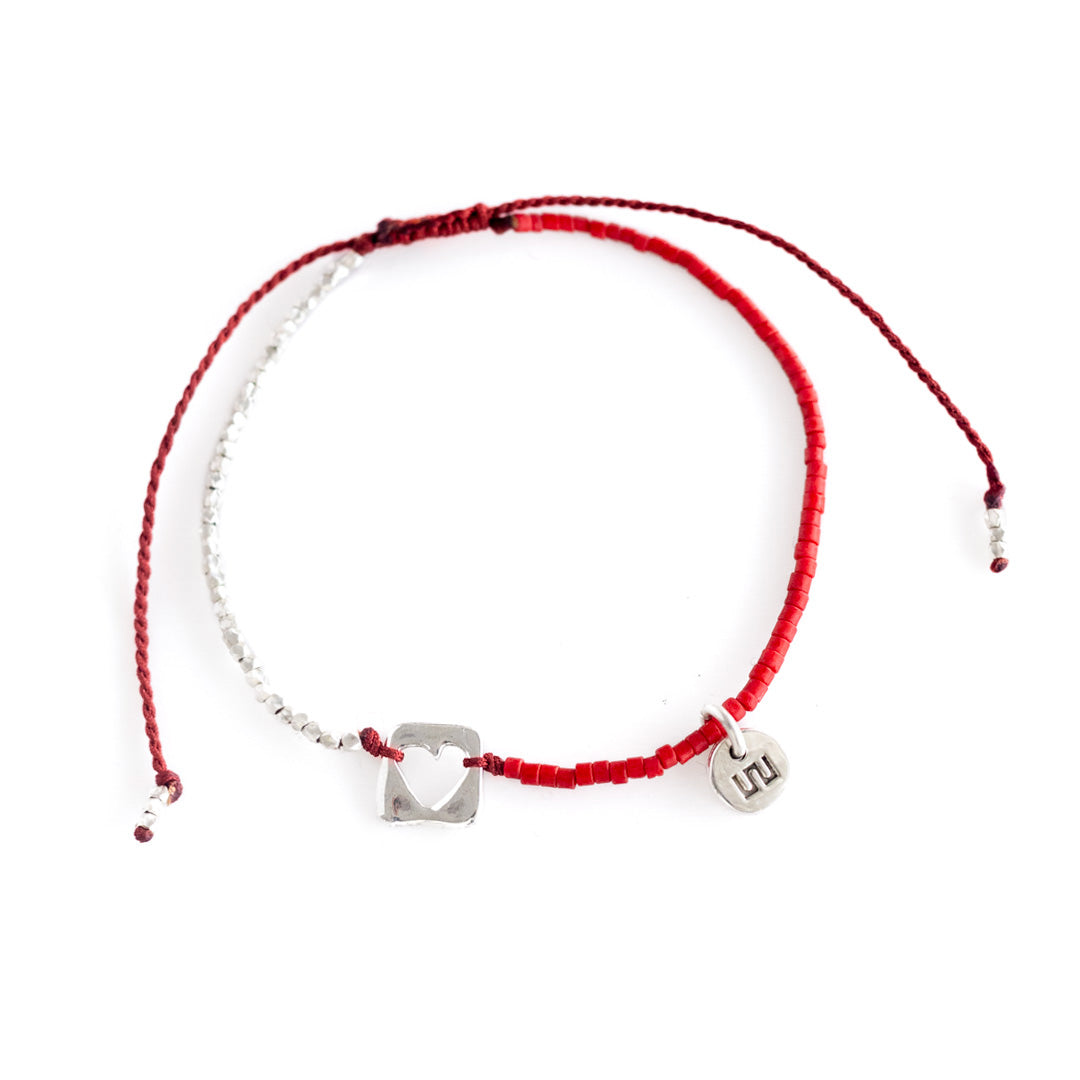 Celebrar el amor - Pulsera - Roja - Plata