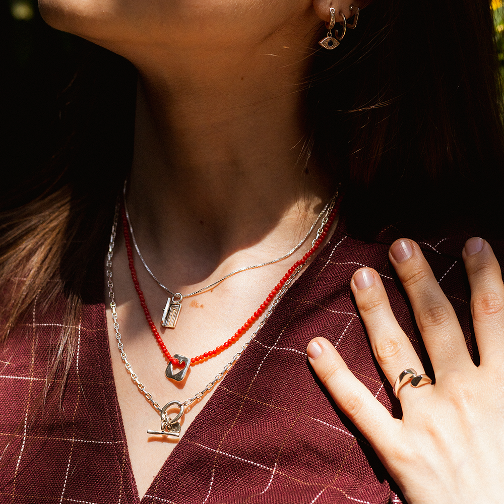 Celebrar el amor - Collar - Rojo - Plata
