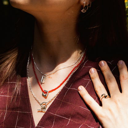 Celebrar el amor - Collar - Rojo - Plata