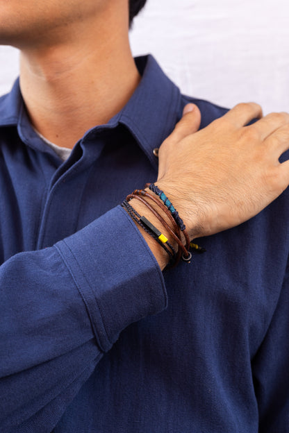 Todo fluye - Pulsera - Azul - Cuero
