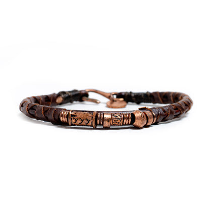 4 Elementos - Pulsera - Cuero - Café