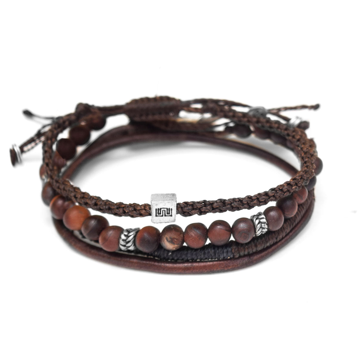 Entrelazar - Set de 3 Pulseras - Café