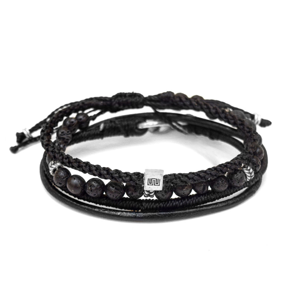 Entrelazar - Set de 3 Pulseras - Negra