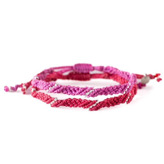 Somos Amigos - Set de 2 Pulseras - Rosado/Rojo