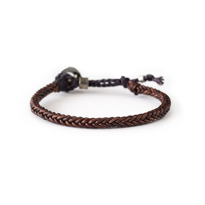 Abrazando - Pulsera de Cuero - Café