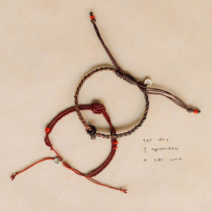 Enlazados, Alma y Yo - Set de 2 pulseras - Rojo/Café