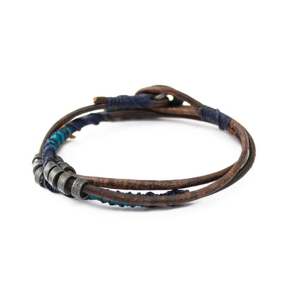 Todo fluye - Pulsera - Azul - Cuero